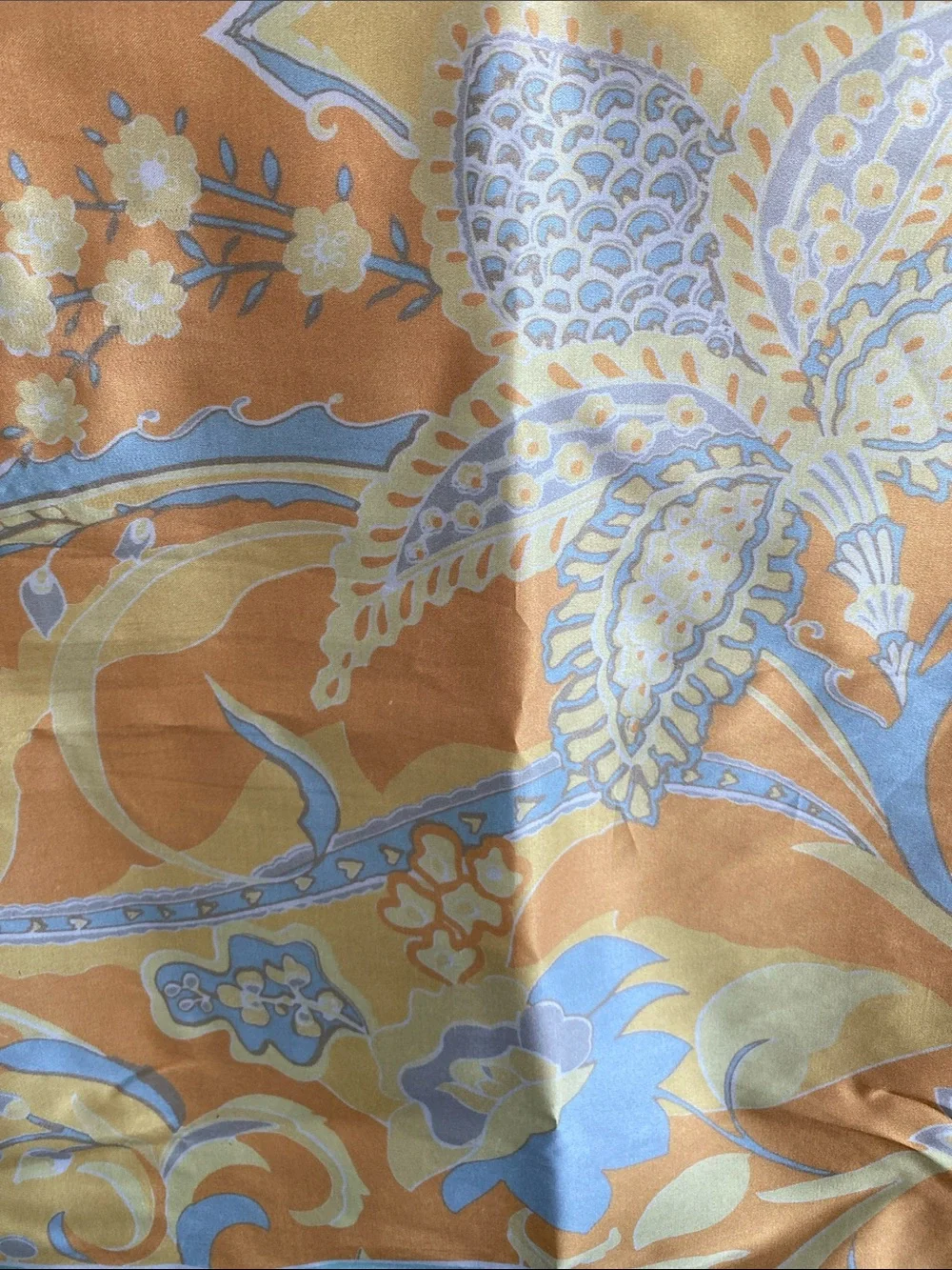 Pottery Barn Orange, Yellow & Light Blue Floral Accent Pillow Cover